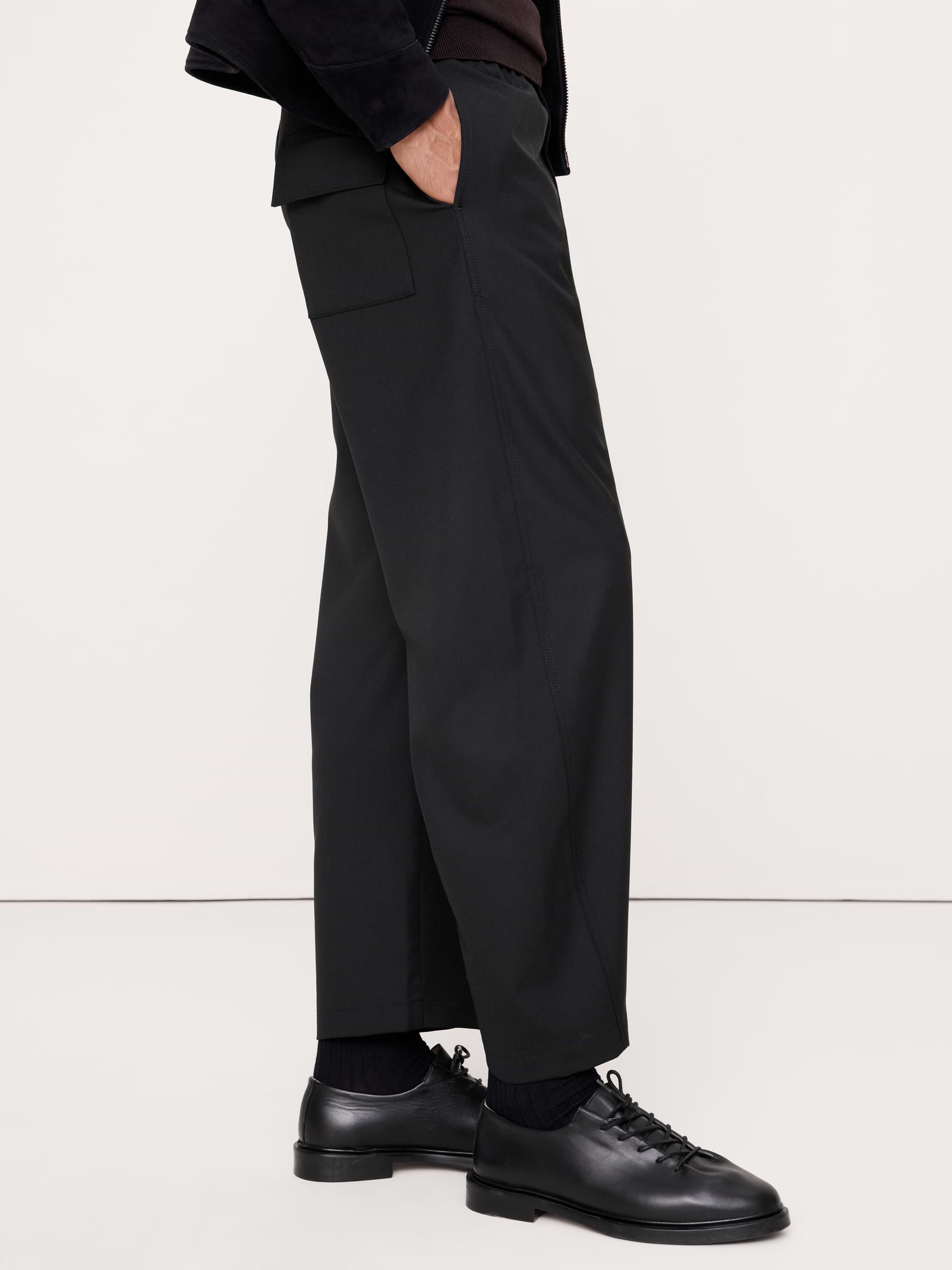 Image 4 of 8, Relaxed Barrel Wool-Blend Pull-On Pant