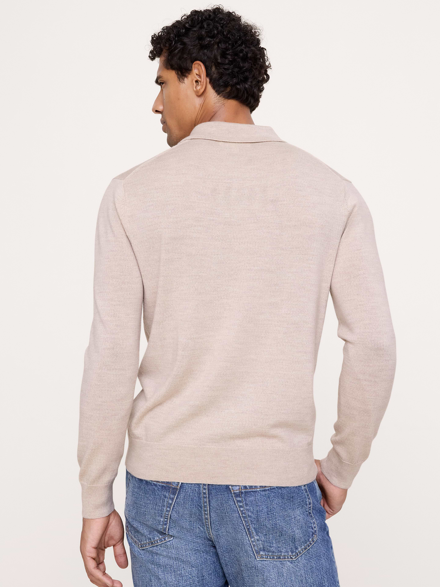 Image 3 of 5, Merino Long-Sleeve Sweater Polo