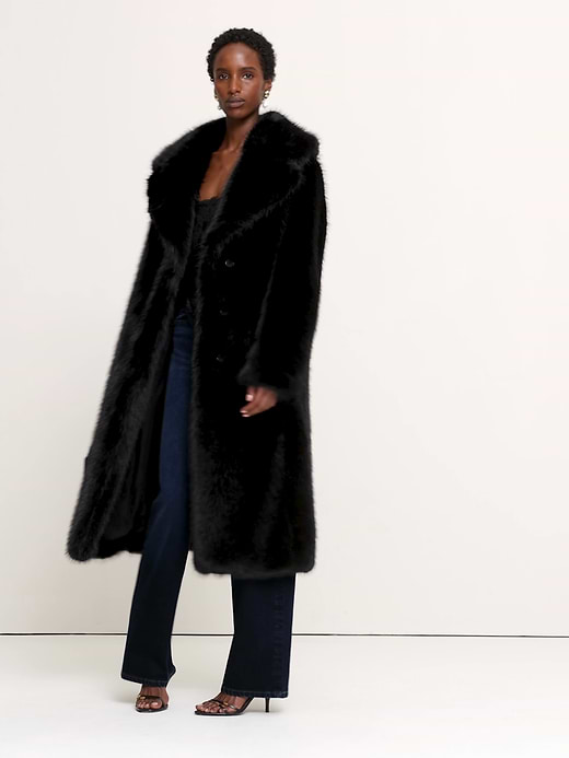Faux Fur Long Coat | Banana Republic