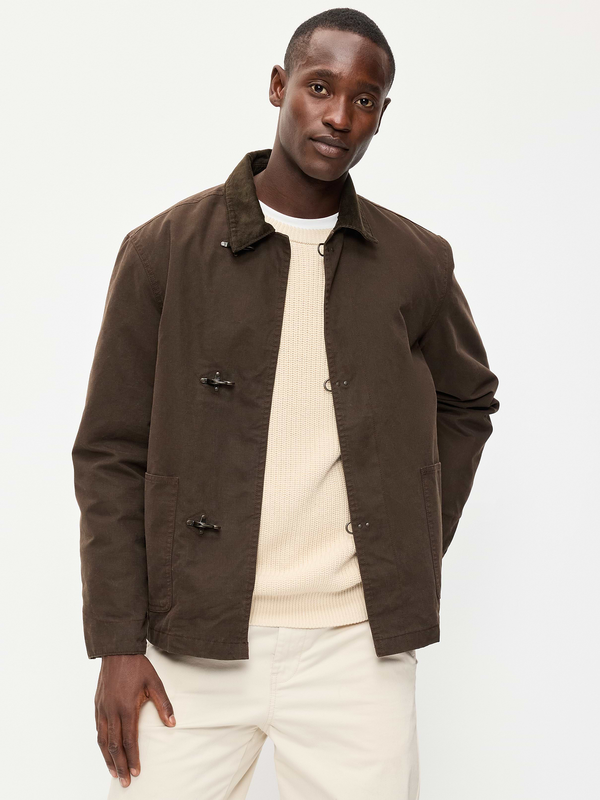 Image 1 of 1, corduroy collar, long sleeves, patch pockets, fireman clasp closure, Product #1181601