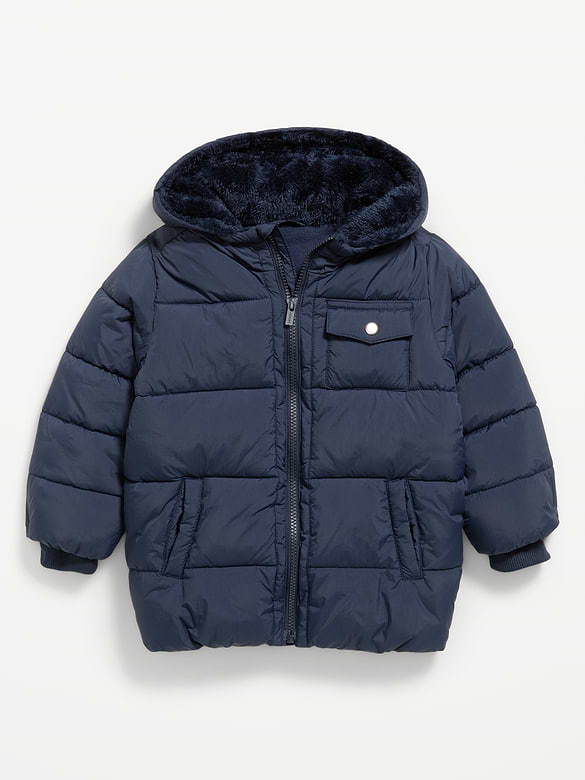 Water-Resistant Hooded Parka Jacket for Toddler Boys