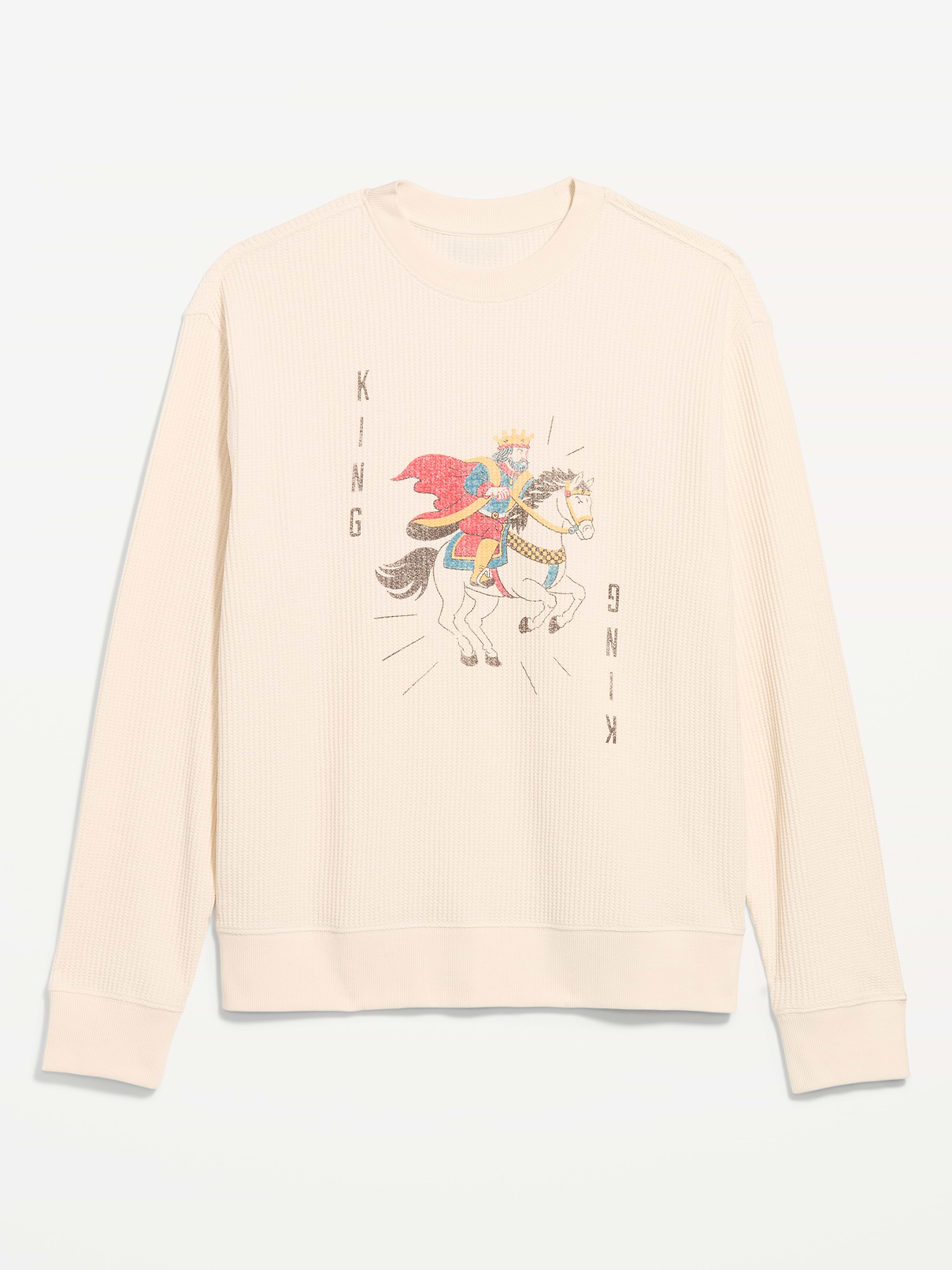 Image 4 of 4, Crew-Neck Waffle Graphic T-Shirt