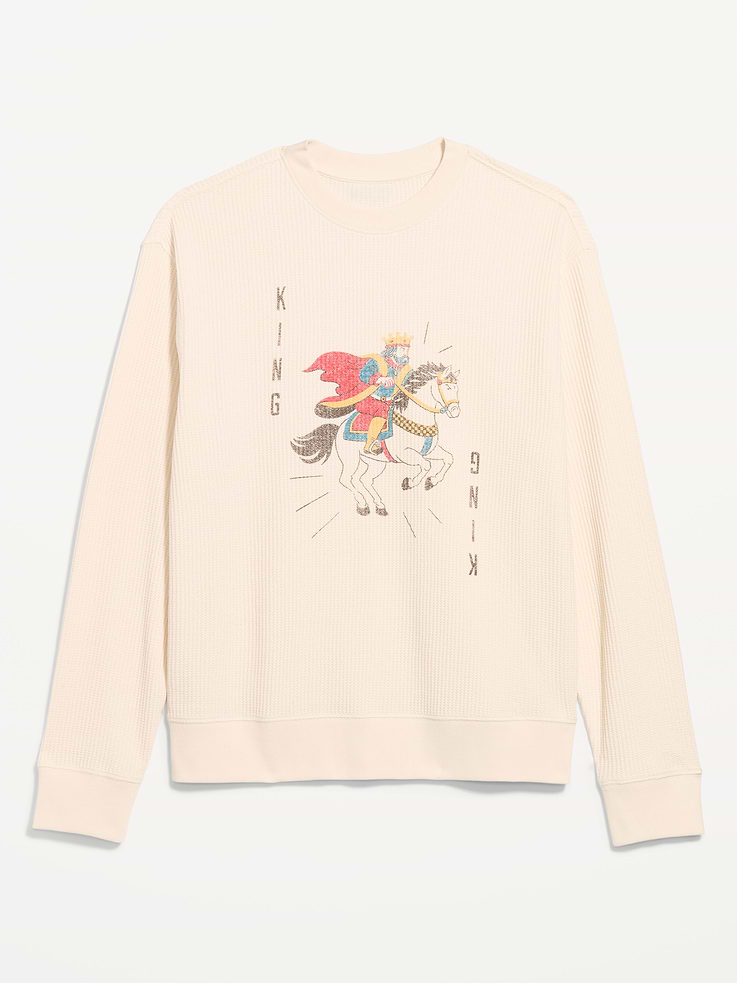 Image 4 of 4, Crew-Neck Waffle Graphic T-Shirt