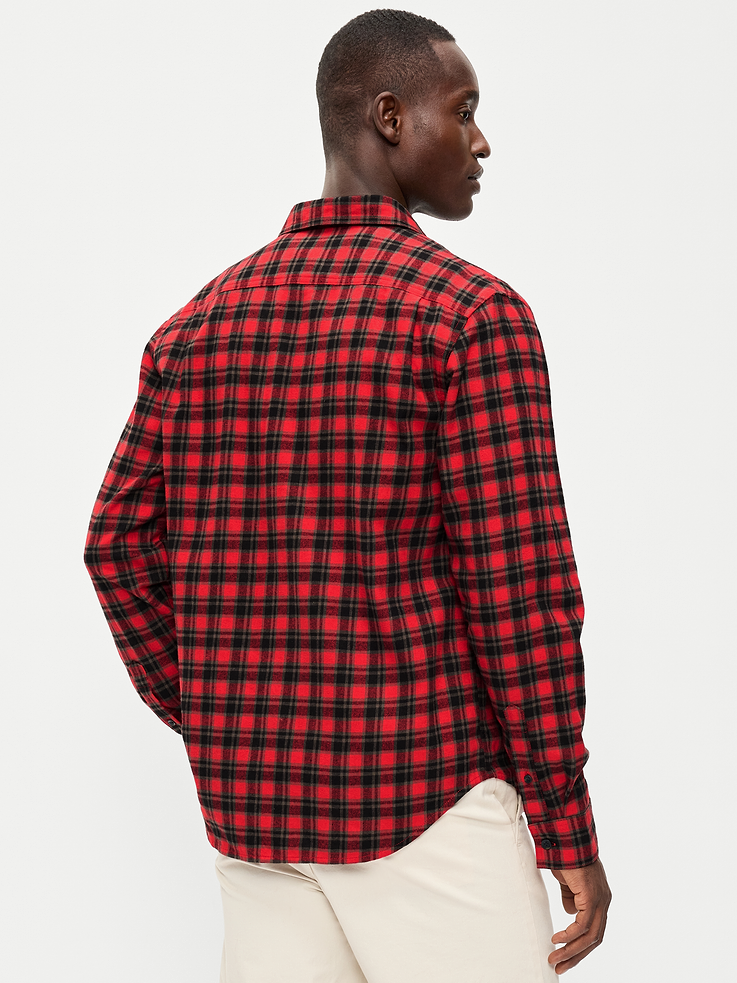Image 2 of 4, Relaxed Long-Sleeve Flannel Pocket Shirt