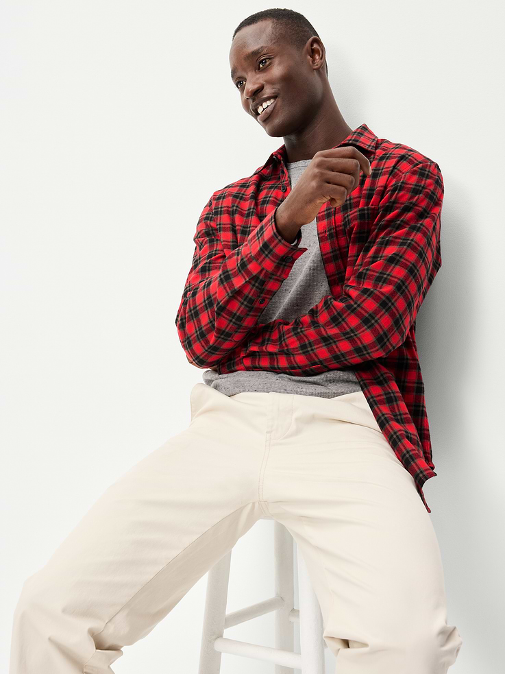 Image 3 of 4, Relaxed Long-Sleeve Flannel Pocket Shirt
