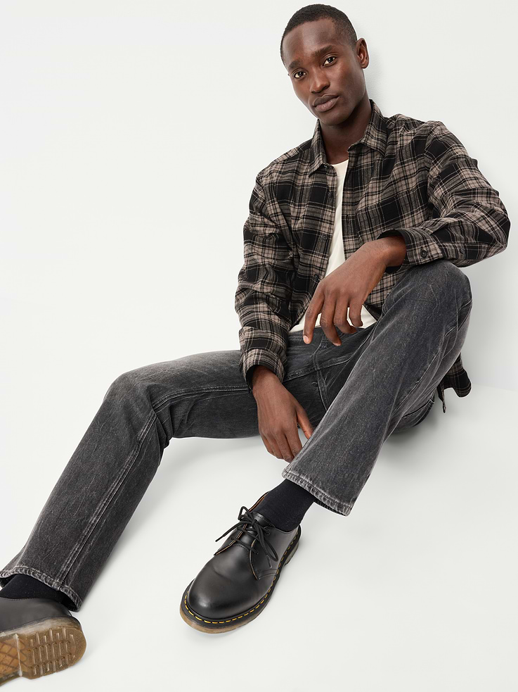 Image 3 of 4, Relaxed Long-Sleeve Flannel Pocket Shirt