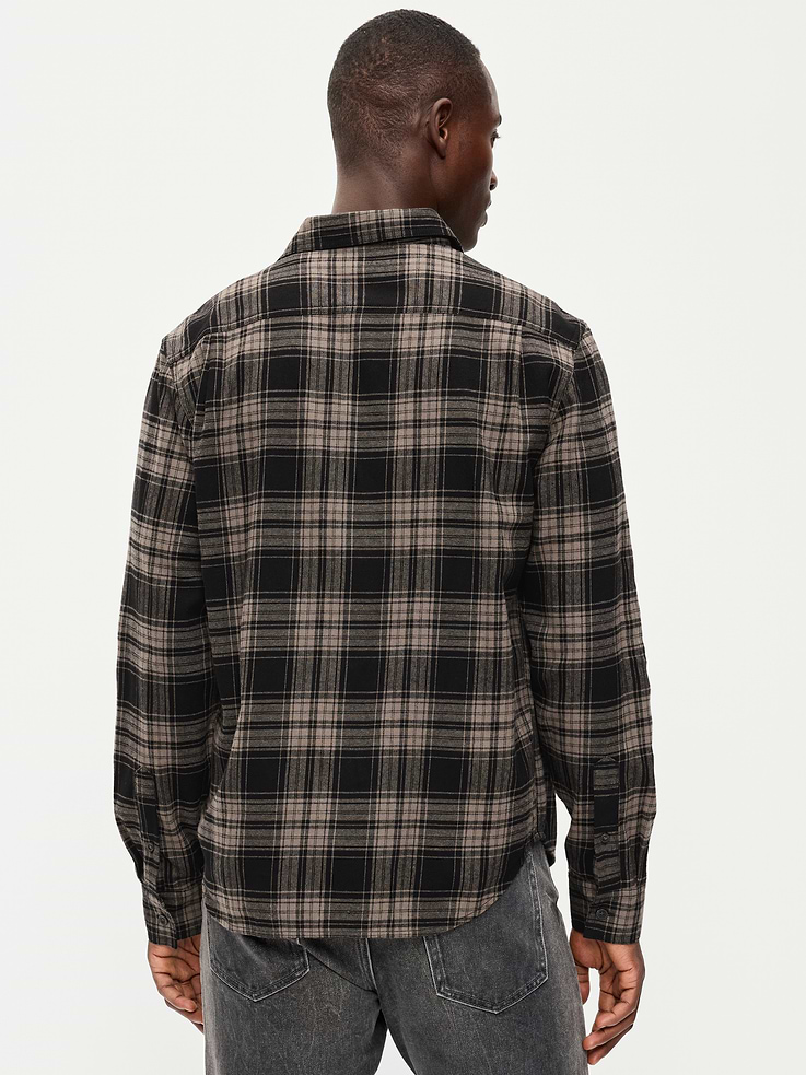 Image 2 of 4, Relaxed Long-Sleeve Flannel Pocket Shirt