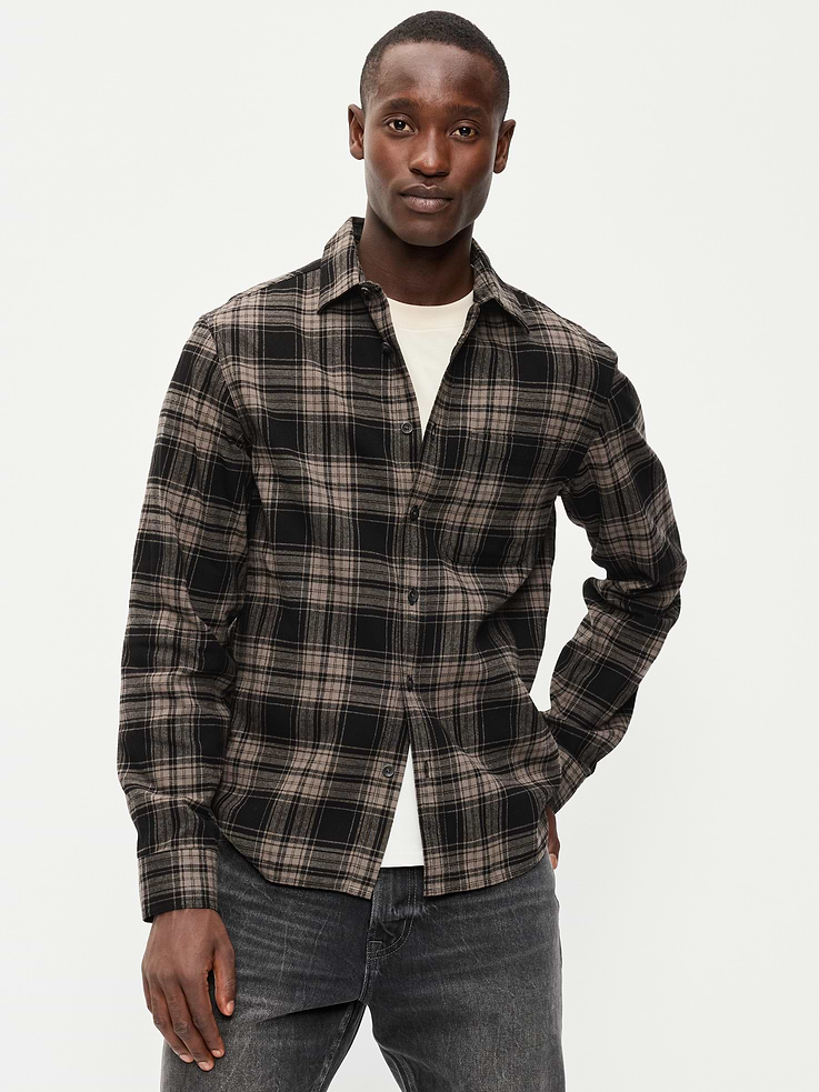 Image 1 of 4, spread collar, long sleeves with buttoned cuffs, full-button front, chest pocket, Product #1184094