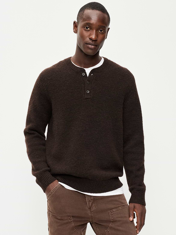 Wool-Blend Henley Sweater