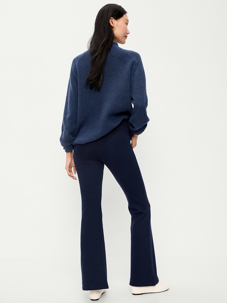 Image 3 of 4, Fleece-Lined High-Waisted Flare Leggings