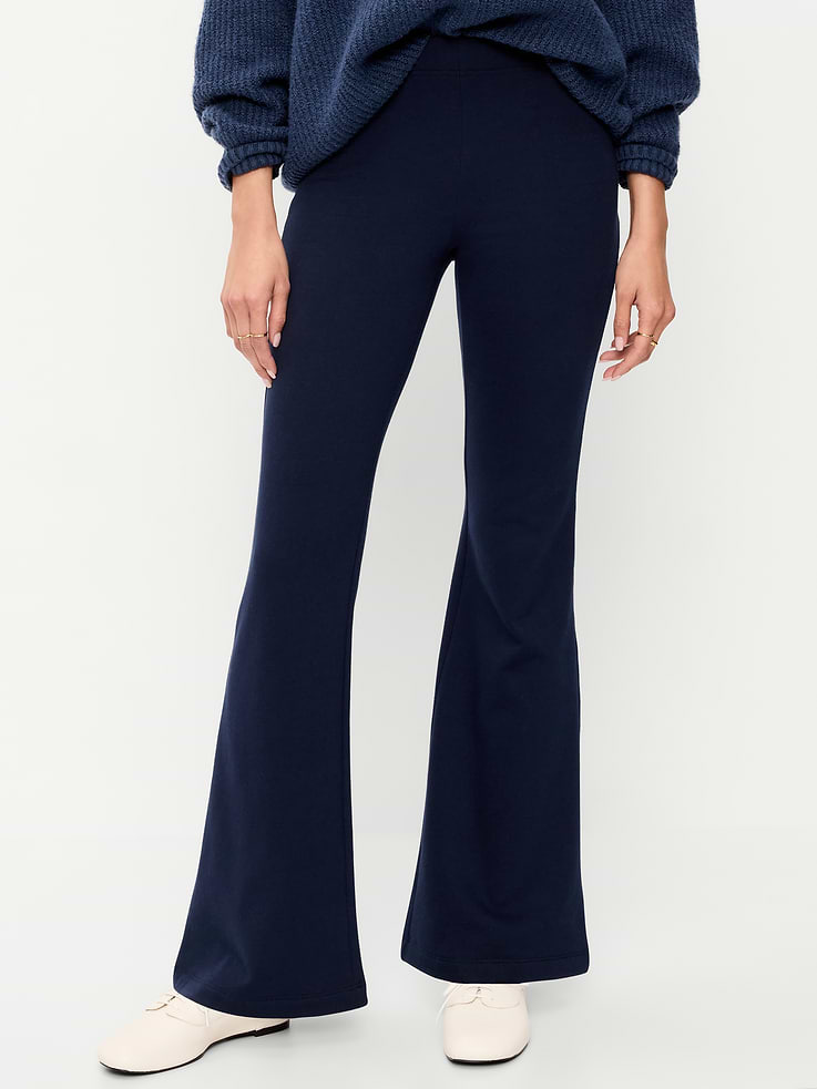 Image 2 of 4, Fleece-Lined High-Waisted Flare Leggings