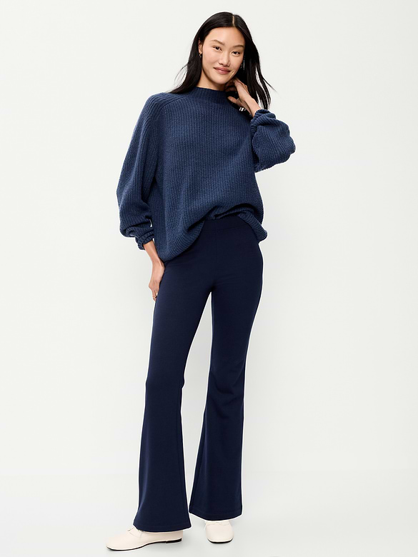 Fleece-Lined High-Waisted Flare Leggings