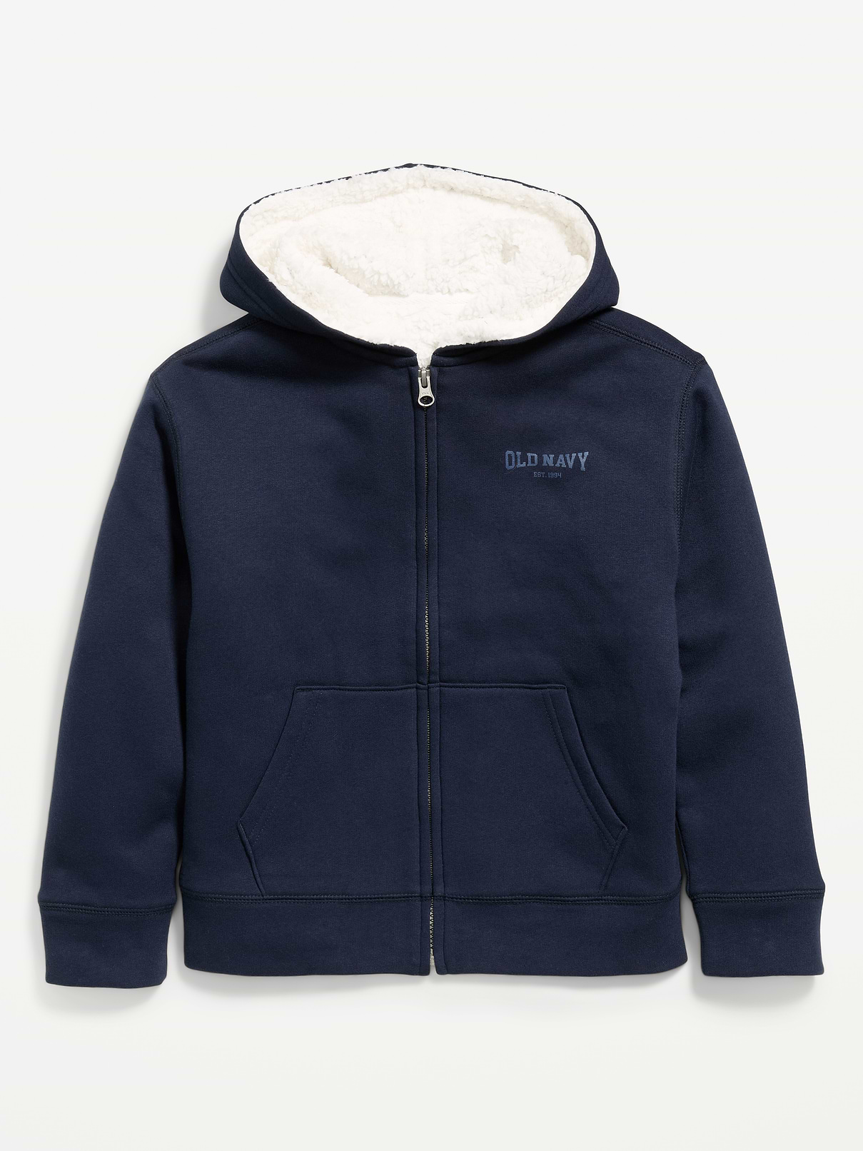 Image 2 of 4, Logo Graphic Sherpa-Lined Fleece Full-Zip Hoodie for Boys