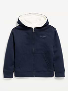 Image 2 of 4, Logo Graphic Sherpa-Lined Fleece Full-Zip Hoodie for Boys