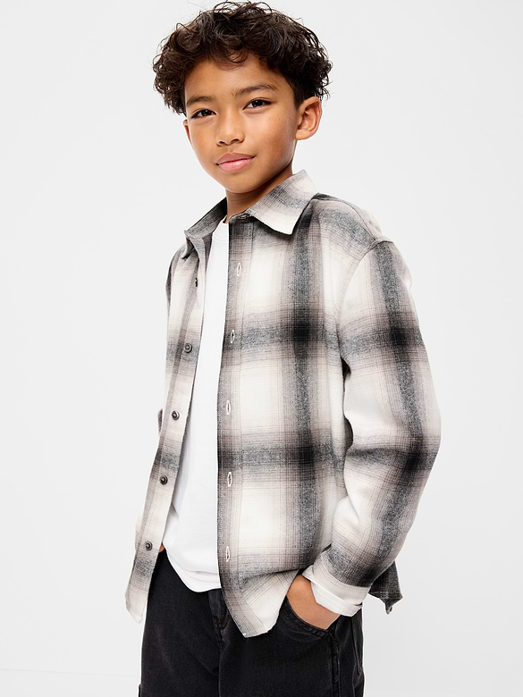Oversized Long-Sleeve Flannel Shirt for Boys
