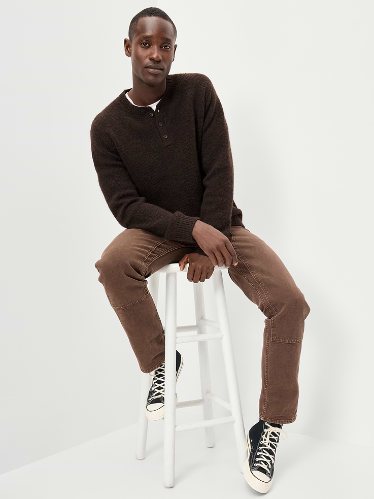 Image 3 of 4, Wool-Blend Henley Sweater