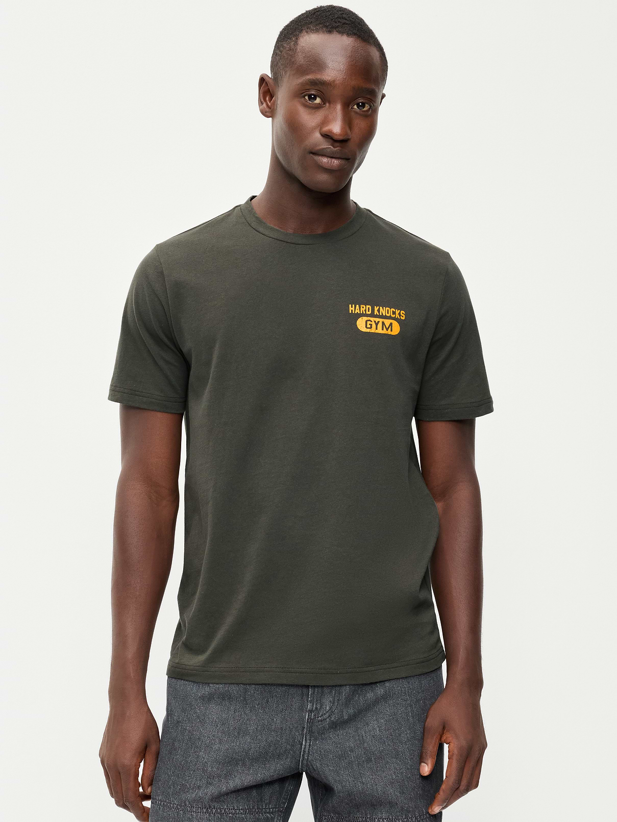 Image 1 of 3, rib-knit collar, short sleeves, graphic varies, Product #909608