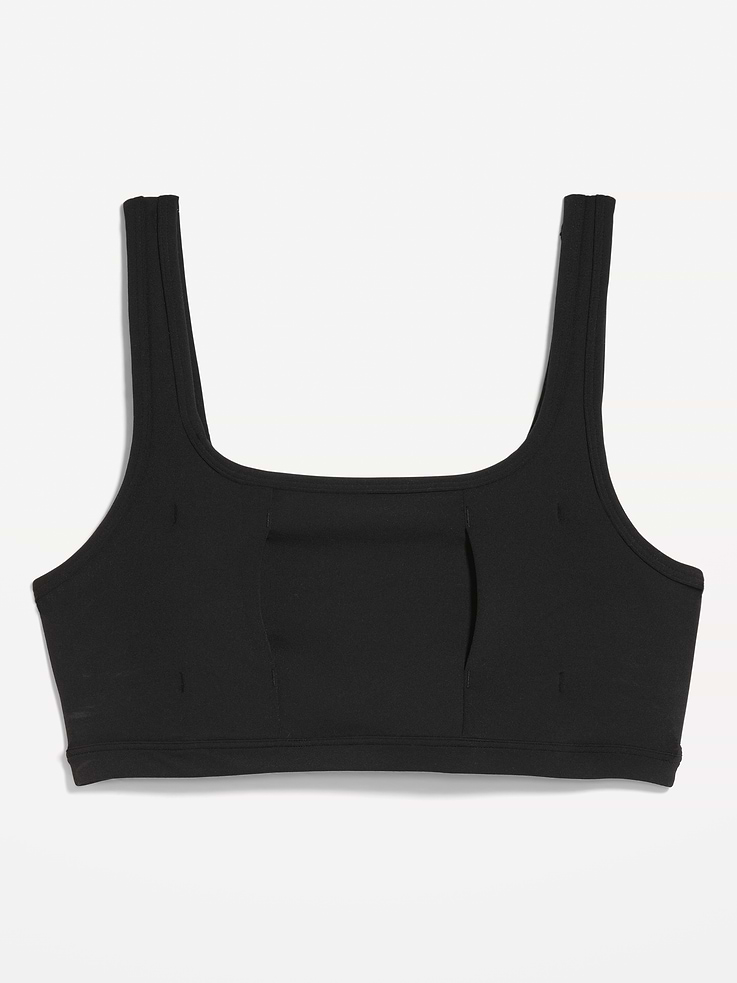Image 1 of 4, Make your moves in Old Navy Sport's StudioSmooth: A buttery soft, breathable fabric with a barely there feel., square neckline, wide straps, convenient pumping opening at front, encased-elastic hem, Product #915840