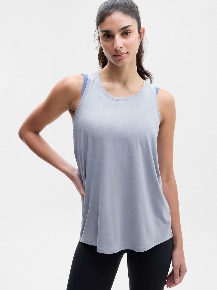Image 1 of 4, FOR: Yoga or studio practice, FEEL: Soft, premium-weight comfort with luxurious TENCEL™ fibers that drape beautifully, FAVE: Your favorite studio top, modernized for more ease. Same premium-weight fabric, now with added front coverage and a minimal, clean back seam., Product #784675