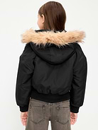 Image 2 of 5, Water-Resistant Oversized Faux-Fur Trim Bomber Jacket for Girls