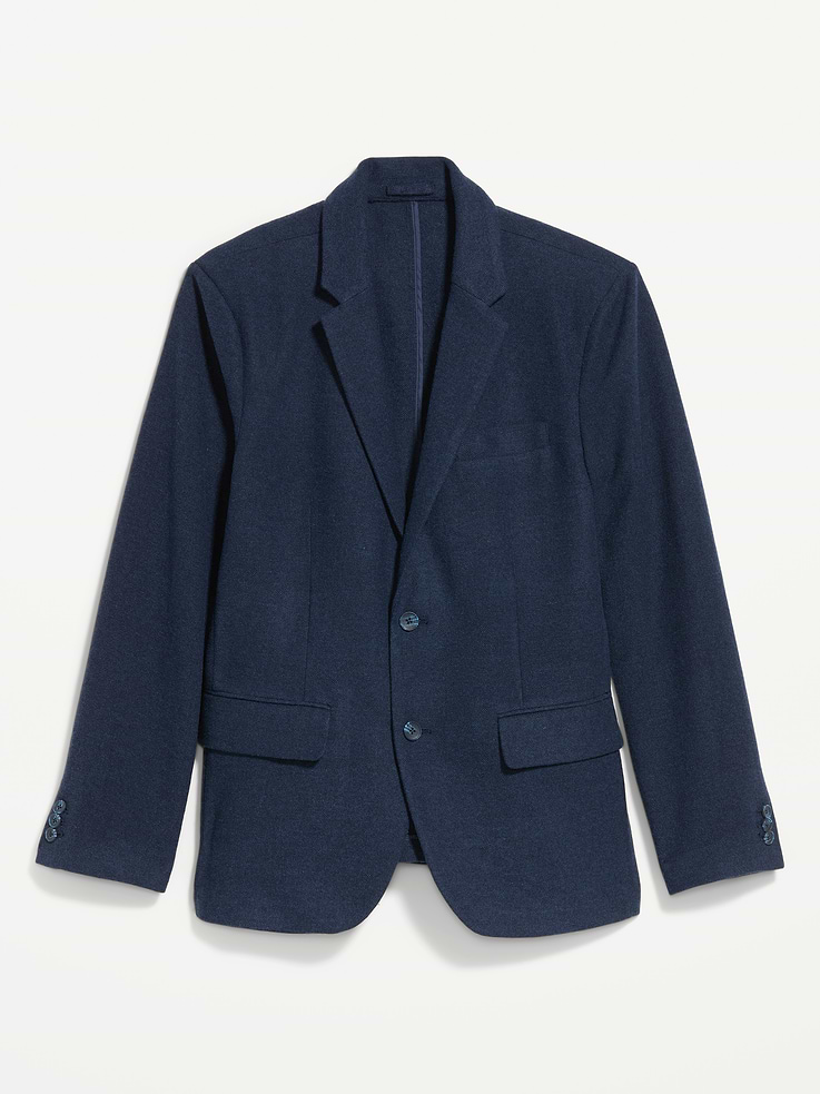 Image 1 of 6, notched collar, long sleeves with button cuffs, double button-front, flap front pockets front, welt pocket at chest, Product #907981