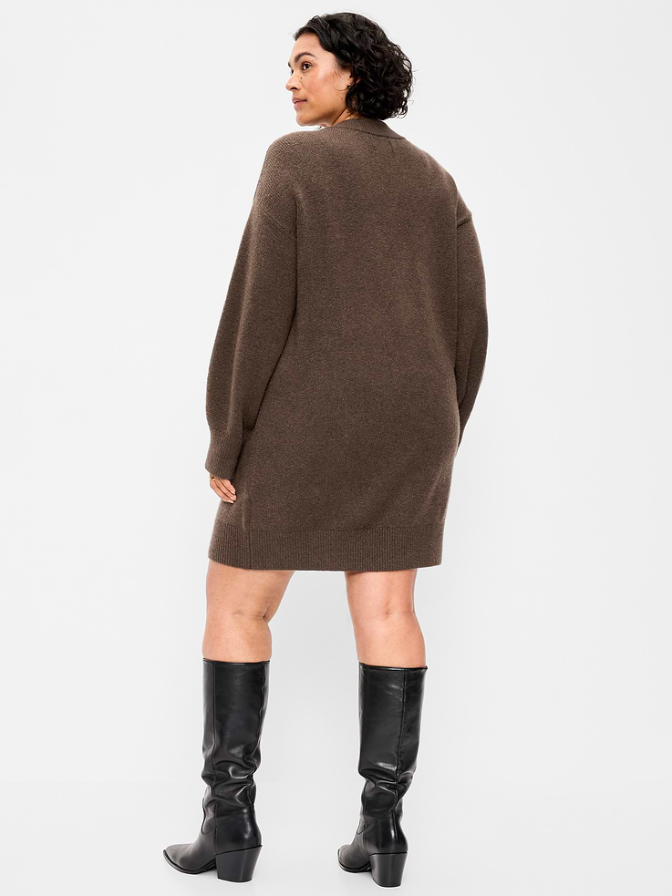 Image 9 of 9, SoSoft Long-Sleeve V-Neck Mini Sweater Dress