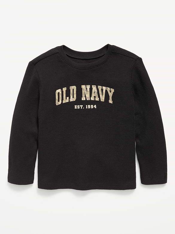 Long-Sleeve Waffle Knit Logo Graphic T-Shirt for Toddler Boys