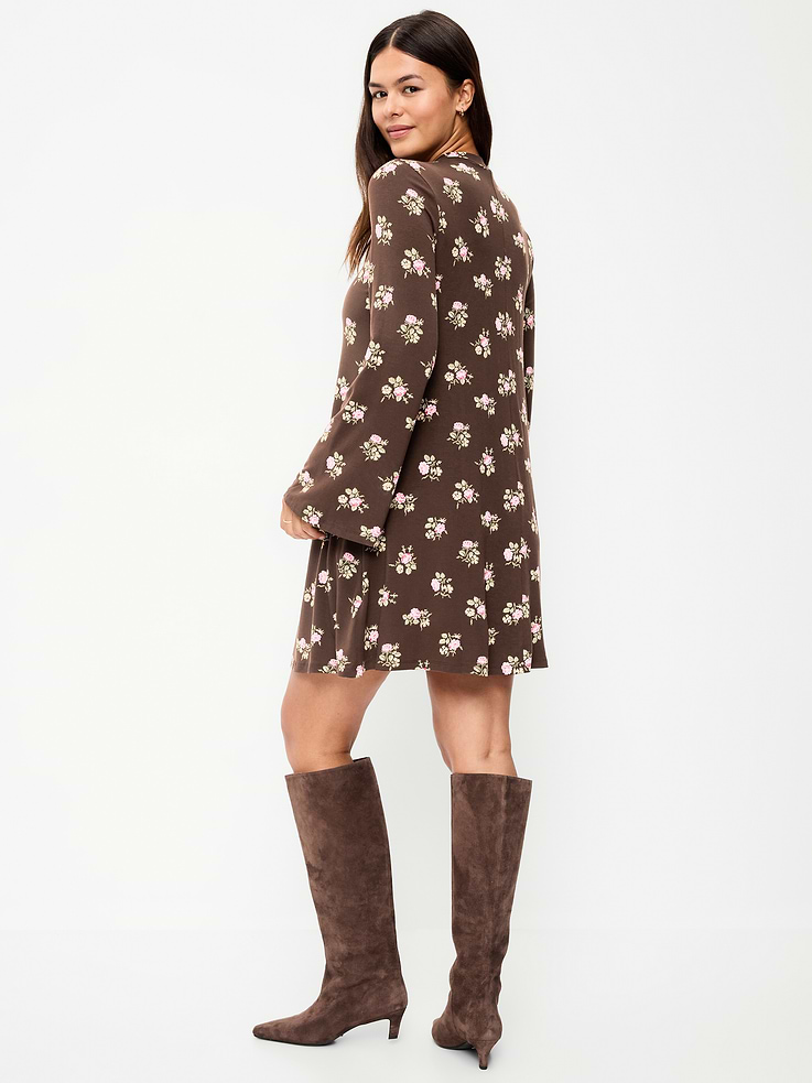 Image 6 of 6, High-Neck Jersey Mini Swing Dress