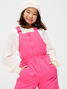 Image 3 of 4, Water-Resistant Snow-Bib Overalls for Girls
