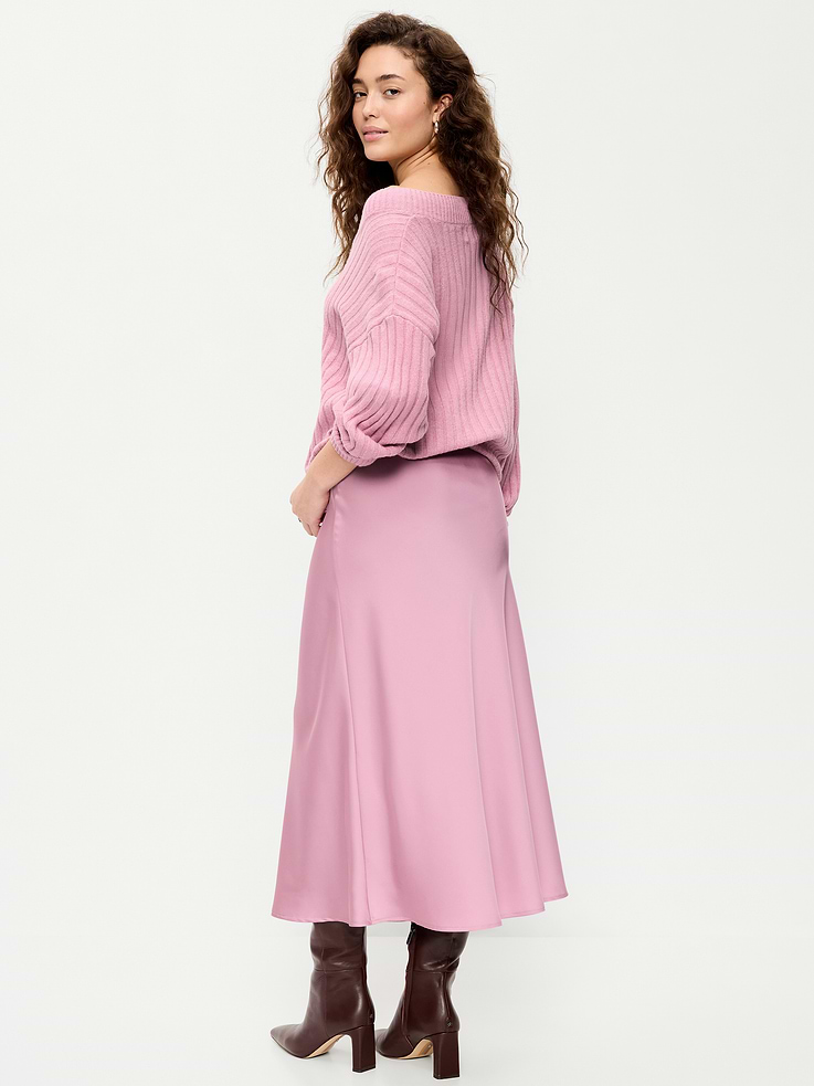 Image 3 of 6, Satin A-Line Maxi Skirt