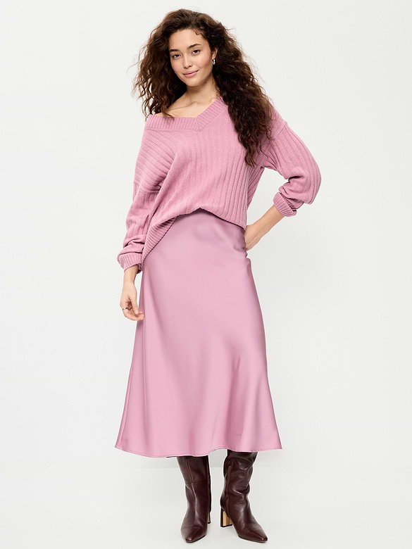 Satin A-Line Maxi Skirt