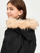 Image 4 of 5, Water-Resistant Oversized Faux-Fur Trim Bomber Jacket for Girls