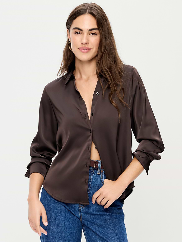 Satin Button-Down Shirt