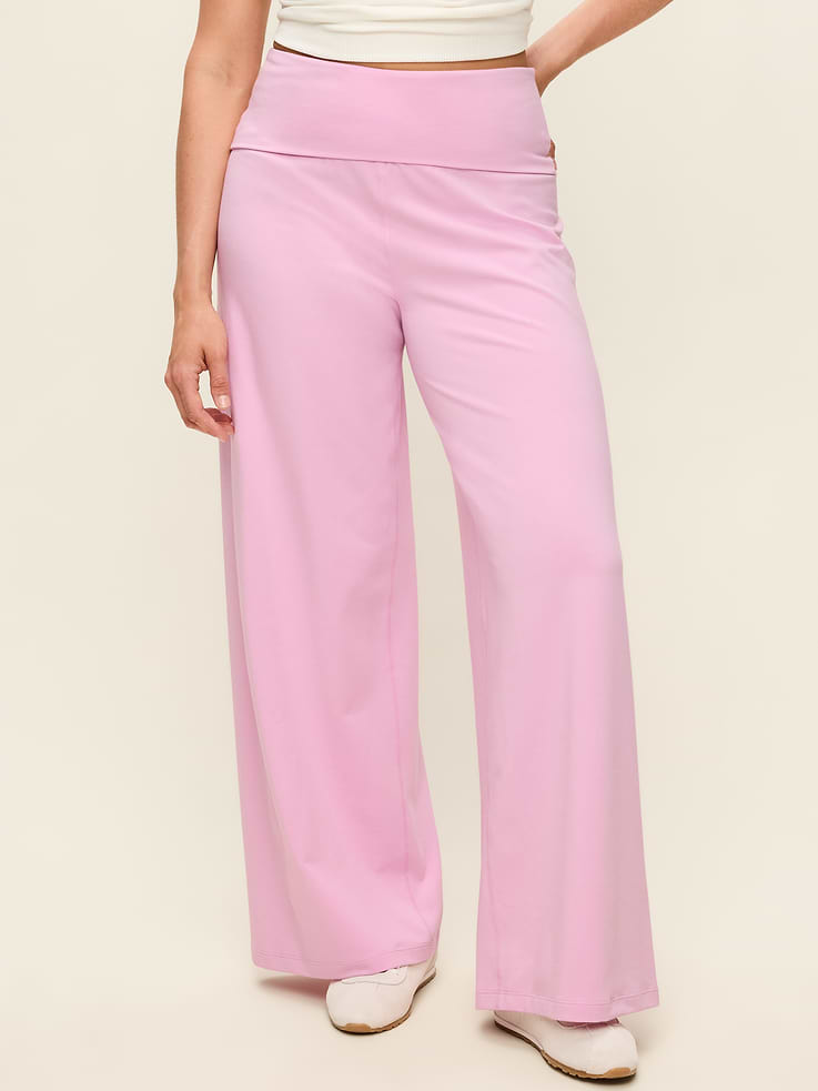 Image 5 of 8, High-Waisted PowerChill Fold-Over Wide-Leg Pants
