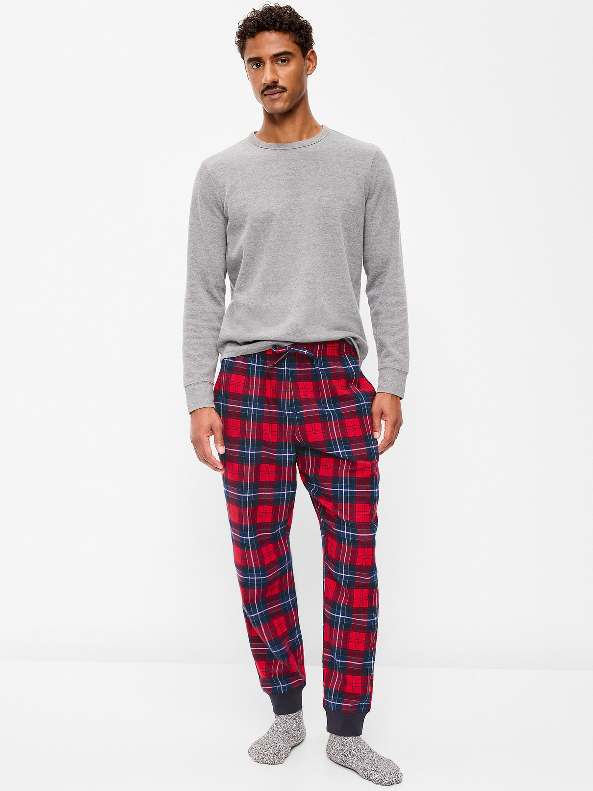 Image 2 of 3, Plaid Flannel Pajama Joggers for Men