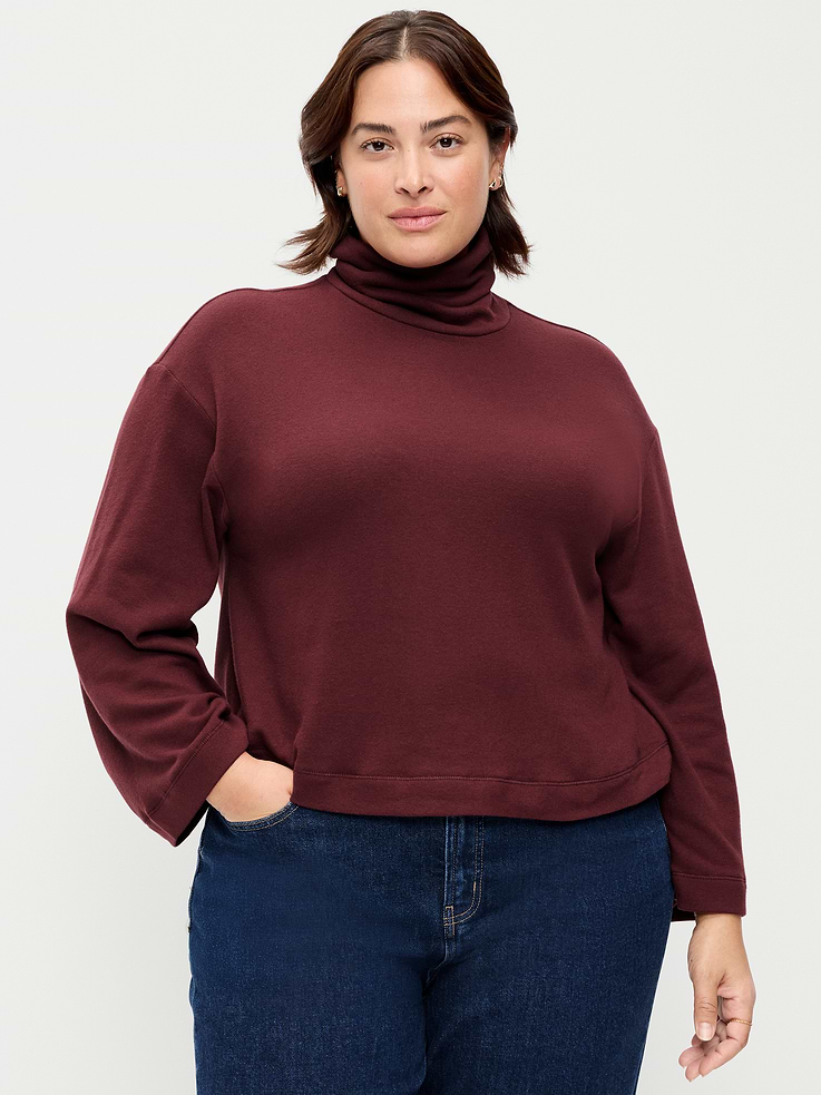 Image 8 of 9, Long-Sleeve Oversized Turtleneck Sweater