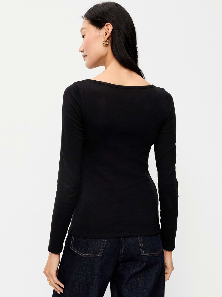 Image 2 of 8, Snug Long-Sleeve Boatneck T-Shirt