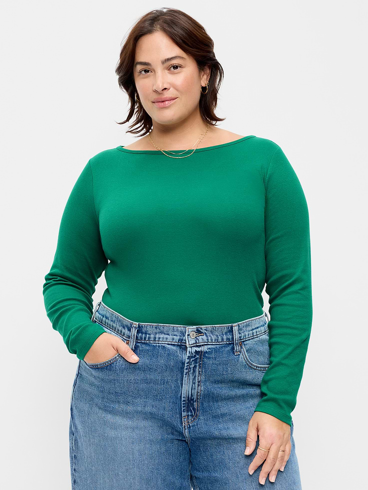 Image 5 of 6, Snug Long-Sleeve Boatneck T-Shirt
