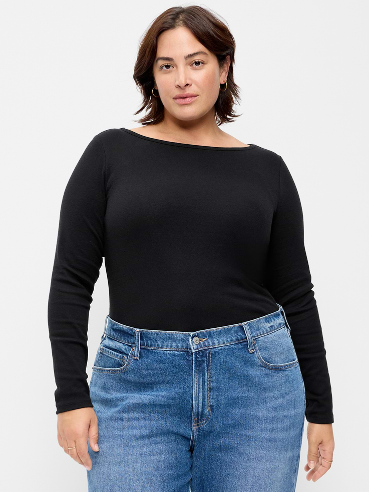 Image 7 of 8, Snug Long-Sleeve Boatneck T-Shirt