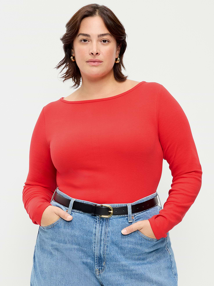Image 5 of 6, Snug Long-Sleeve Boatneck T-Shirt