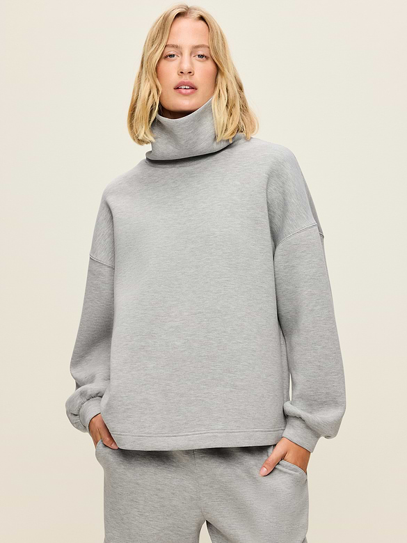 Oversized Bounce Fleece Funnel-Neck Tunic