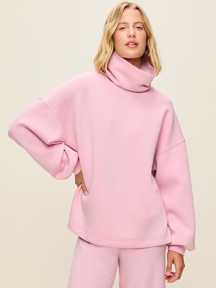 Image 1 of 5, Make your moves in Old Navy Sport's Bounce Fleece: Our signature smooth spacer fabric that keeps its shape., funnel neck, long sleeves, elasticized cuffs, 4-way stretch, breathable, pullover style, Product #915127