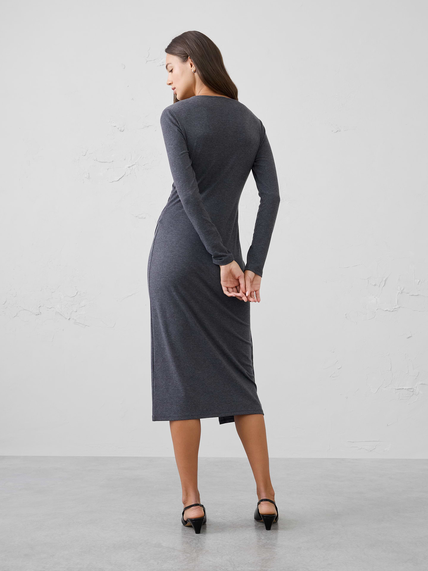 Image 2 of 3, Cozy Rib Wrap Long Midi Dress