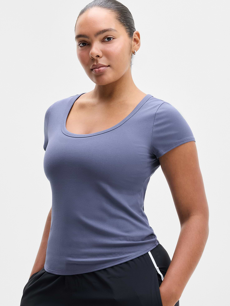 Image 1 of 6, FOR: Your workday commute and weekend travels, from meetings to meetups, FEEL: Silky-soft, premium modal with subtle rib texture, FAVE: A wardrobe essential that forever matches your favorite bottoms, Product #1175457