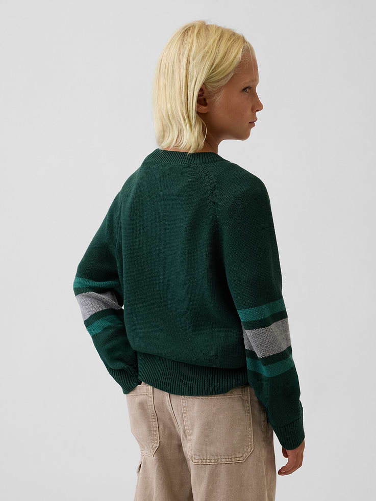 Image 3 of 5, Kids 100% Cotton Relaxed Crew Sweater