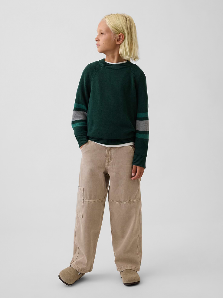 Image 4 of 5, Kids 100% Cotton Relaxed Crew Sweater