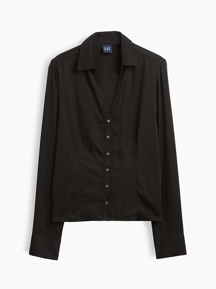 Image 2 of 2, Satin Fitted Shirt