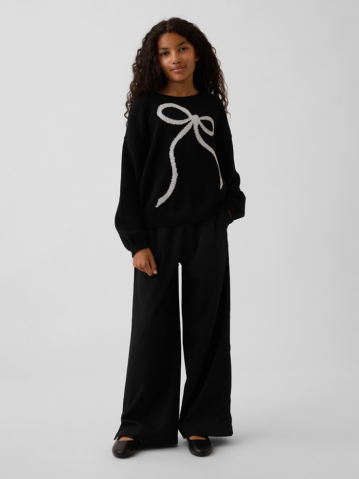 Image 1 of 5, Smooth stretch rayon-blend wide-leg pants., Elasticized waist with drawcords., Side slant pockets., Made with 64% recycled polyester. Compared to virgin materials, using recycled materials helps reduce resource use and waste., Product #1181426