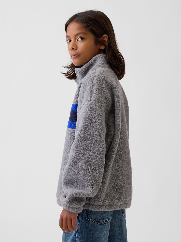 Image 3 of 6, Kids Sherpa Relaxed Quarter-Zip Pullover