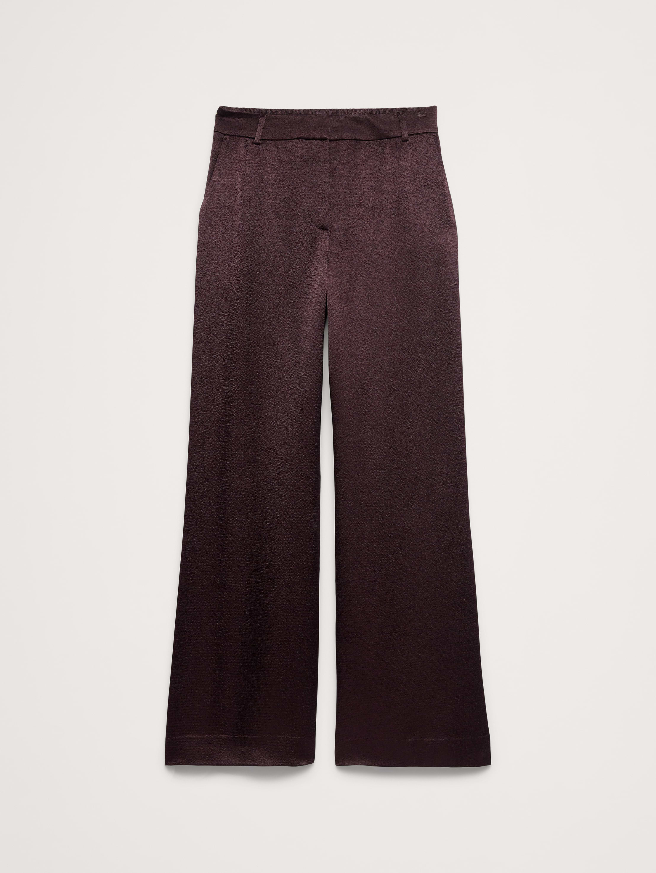 High-Rise Wide-Leg Hammered Satin Pant | Banana Republic